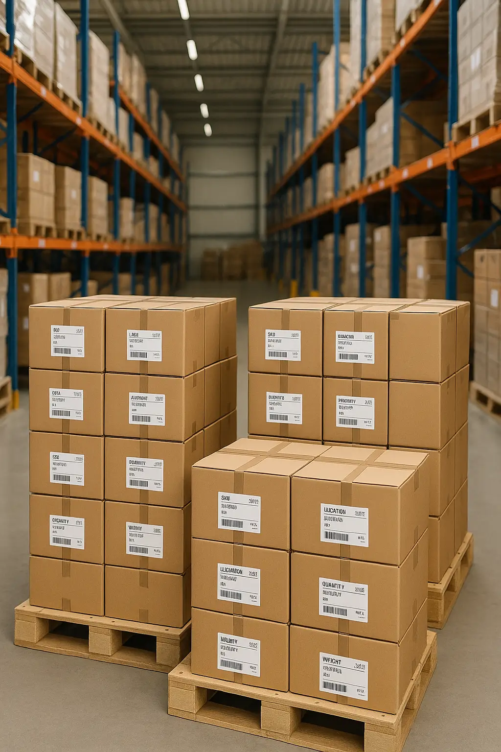 Verpackte Ware im Lager, bereit zum Versand