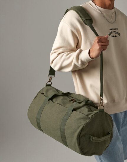 Vintage Canvas Barrel Bag