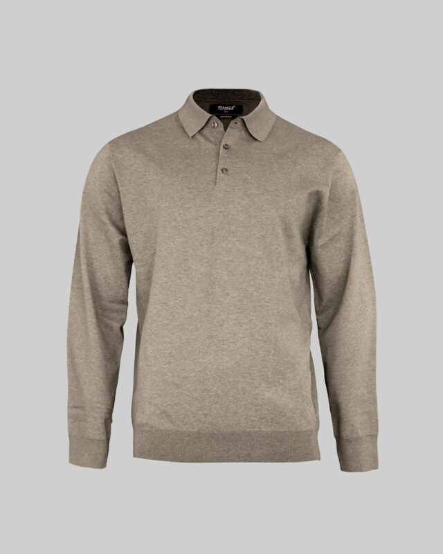 Brighton Long Sleeve Polo Men Sand Melange