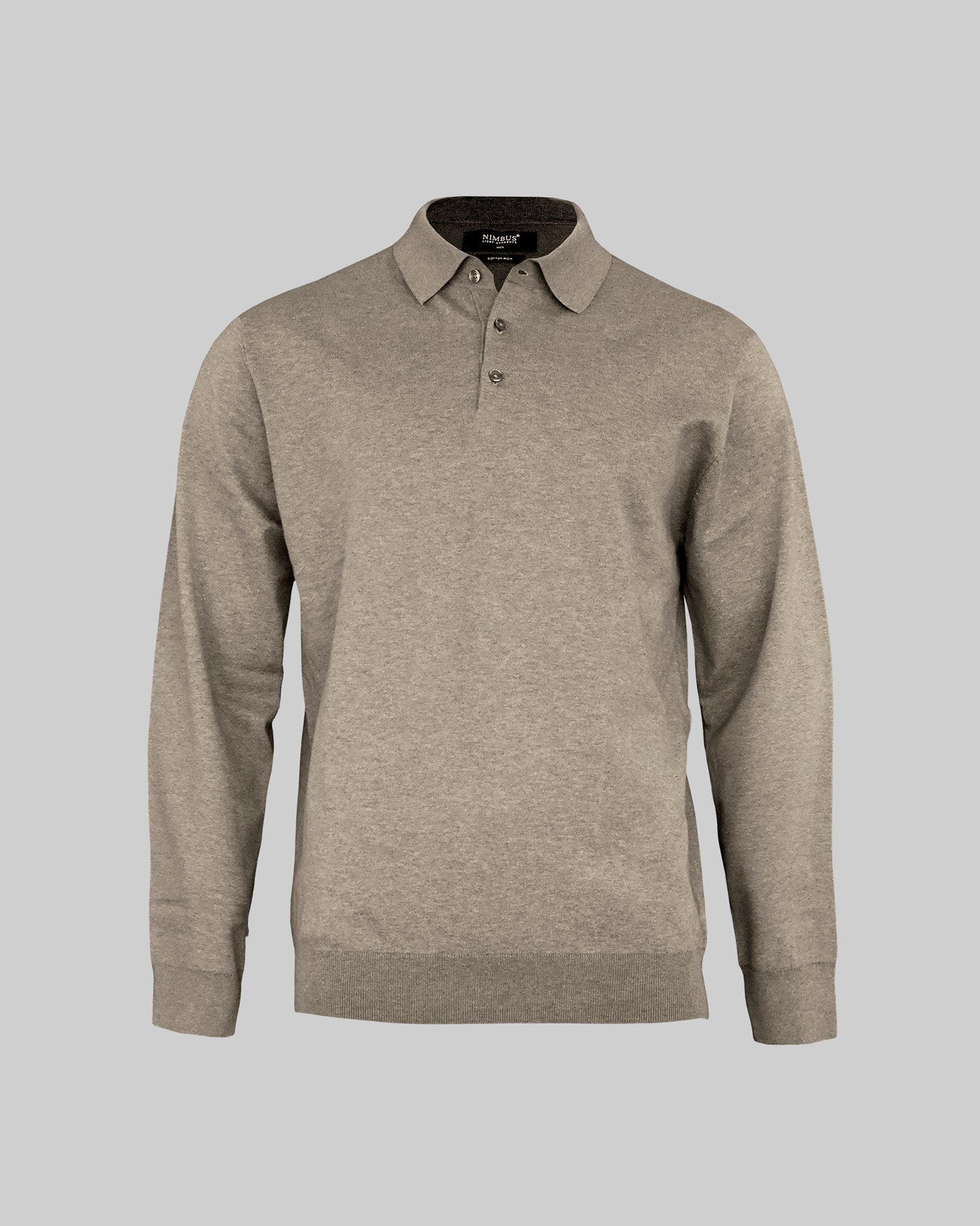 brighton_long_sleeve_polo_men_sand-melange_front Brighton Long Sleeve Polo Men Sand Melange
