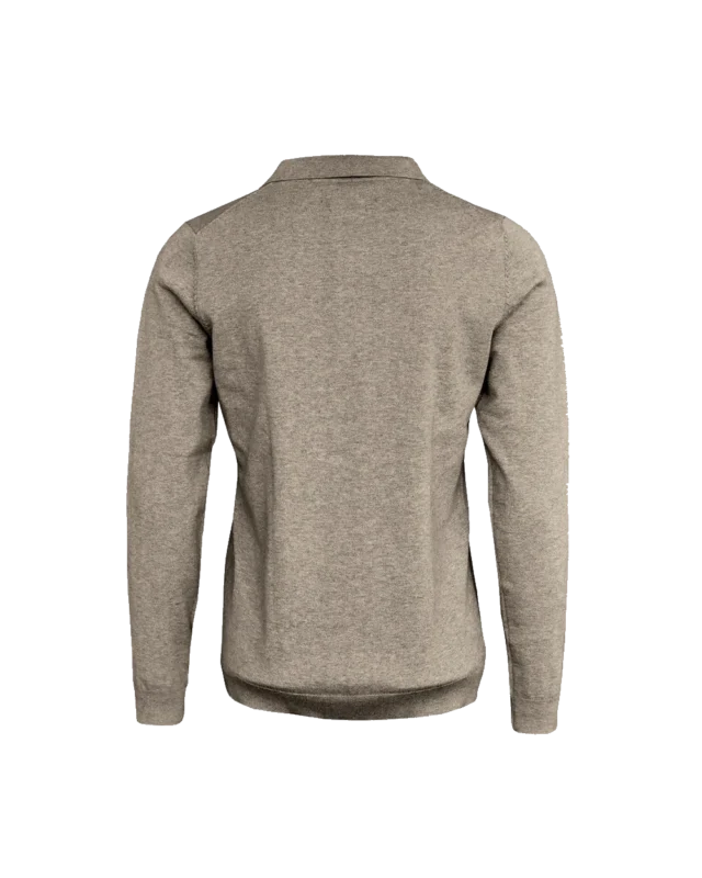 Brighton Long Sleeve Polo Women – brighton long sleeve polo women sand melange back freigestellt
